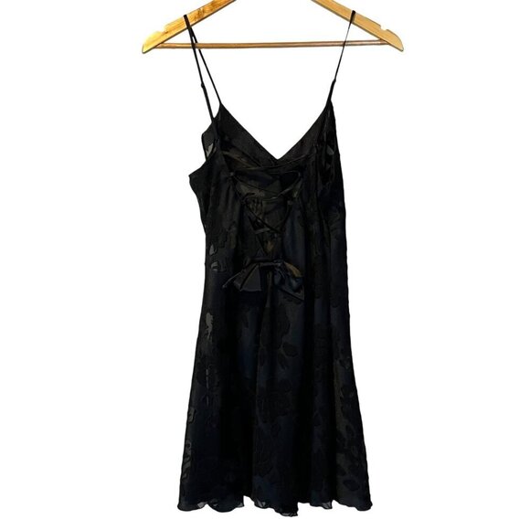Vintage Victoria's Secret Gold Label Black Lace Slip Dress S Bow Whimsigoth Y2K - Picture 2 of 5